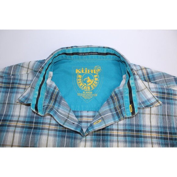 KUHL Short Short Sleeve Men's XL Cotton Blend Light Blue Chambray Button Up - Picture 9 of 15